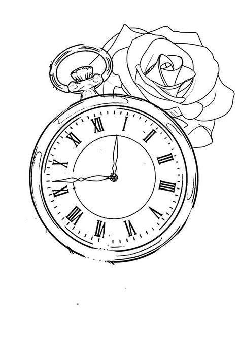 Time Clock Tattoo, Pocket Watch Drawing, Time Piece Tattoo, Pocket Watch Tattoo Design, Dragon Tattoo Chest, Chest Tattoo Stencils, Memorial Tattoo Quotes, Watch Tattoo Design, Clock Drawings