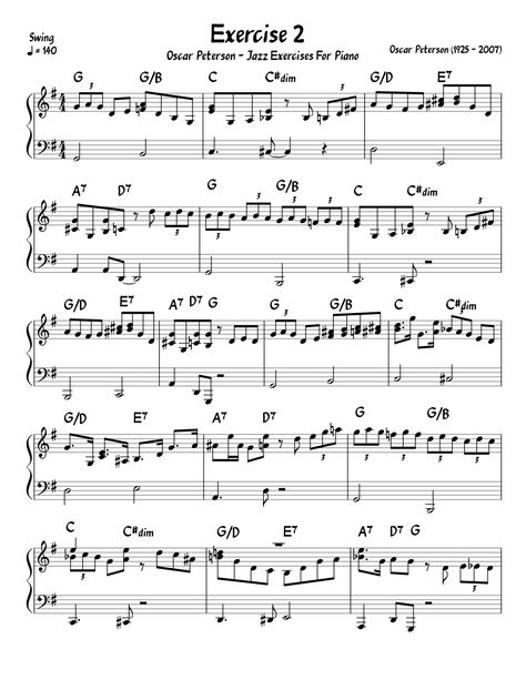 Piano Exercises, Popular Piano Sheet Music, Oscar Peterson, Free Printable Sheet Music, Trumpet Sheet Music, Music Theory Lessons, Piano Jazz, Clarinet Sheet Music, Piano Music Lessons