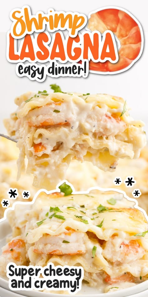 Shrimp Lasagna Creamy Seafood Pasta Recipes, Shrimp Lasagne, Shrimp Alfredo Lasagna, Shrimp Lasagna Roll Ups, Shrimp Scampi Lasagna, Marry Me Seafood Lasagna, Seafood Lasagna Recipe, Shrimp Lasagna Recipe, Creamy Seafood Lasagna