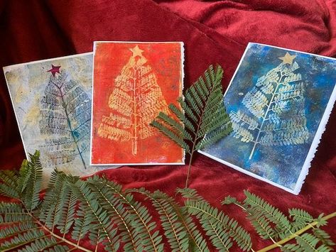 Gelli Plate Cards, Gelly Plate, Gelli Printing Tutorials, Monoprint Art, Gelli Printing Techniques, Advent Crafts, Gelli Printing Art, Print Christmas Card, Gelli Plate Art