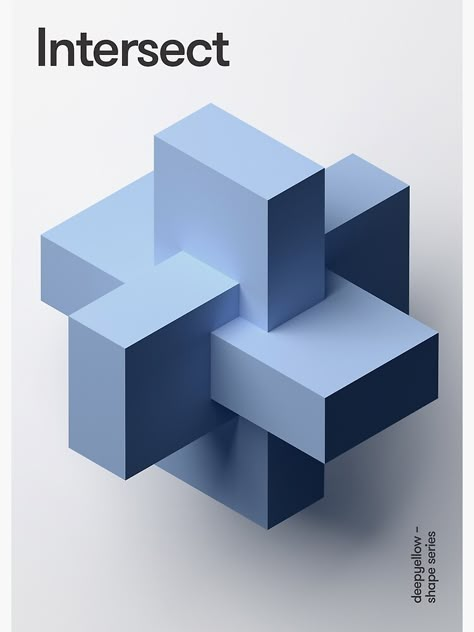 "Intersect" Photographic Print by deepyellow | Redbubble Small Space Architecture, Geometric Poster Design, 3d Geometric Shapes, Graphisches Design, Logo Shapes, Cube Shape, 타이포그래피 포스터 디자인, Deep Yellow, Geometric Poster