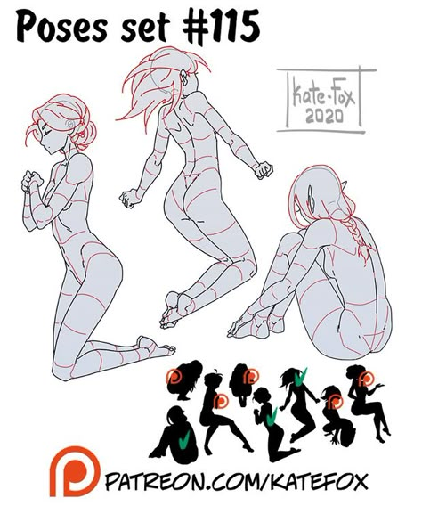 Kate Fox is creating Comics, 2D art, pose-study sets and fox-illustration | Patreon Kate Fox Poses, Pose Study, Sketch Poses, Fox Illustration, Body Reference Drawing, Arte Inspo, Character Poses, Figure Drawing Reference, Poses References