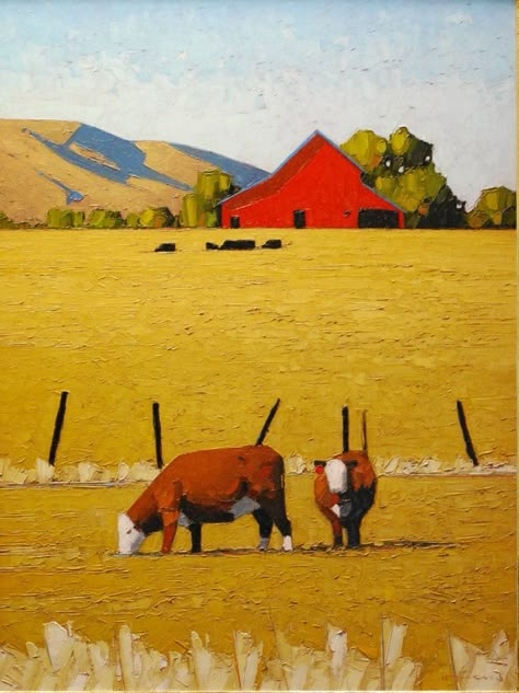 Jeff Pugh Jeff Pugh, Barn Art, Master Board, Farm Art, Landscape Art Painting, Cow Art, Arte Inspo, Red Barn, Painting Inspo