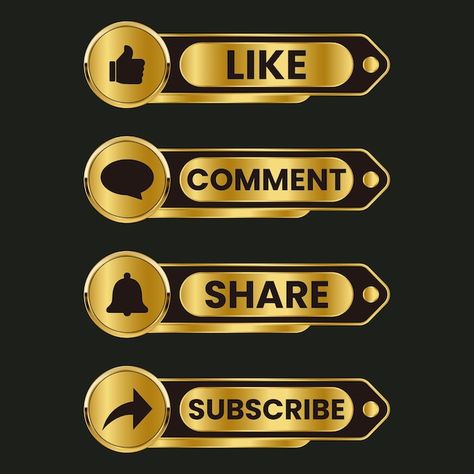 Vector youtube golden like comment share... | Premium Vector #Freepik #vector #youtube-like #youtube-subscribe #youtube #subscribe-icon Like Share And Subscribe Logo, Subscribe Icon, Youtube Channel Logo, Logo Gallery Art, Fire Background, Share Logo, Youtube Facts, Indian Flag Wallpaper, Bodybuilding Pictures