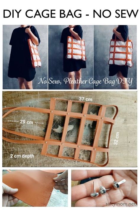 diy no sew faux leather cage bag by saltymom.net Cage Bag, Diy Bags No Sew, Diy En Cuir, Leather Bag Tutorial, Diy Sy, Sac Diy, Diy Leather Bag, Diy Bags Purses, Diy Handbag