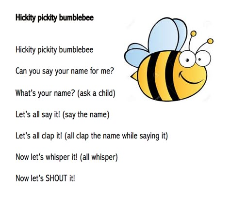 Hickity Pickity Bumble Bee Song, Hickety Pickety Bumble Bee Song, Hickety Pickety Bumble Bee, Prek Circle Time, Transition Songs For Preschool, Circle Songs, Songs For Preschool, Transition Songs, Learning Songs