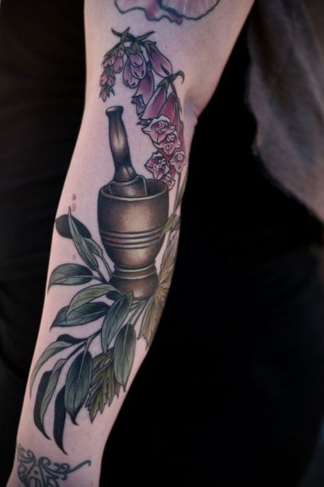 Herbalist Tattoo, Redo Tattoo, Green Witch Tattoo, Herbs Tattoo, Sage Tattoo, Herb Tattoo, Herbal Tattoo, Lisa Tattoo, Witchy Tattoos