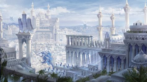 Comic Landscape, Landscape Concept, Fantasy City, Fantasy Castle, Fantasy Places, Fantasy Setting, Art Fantasy, Sanya, Landscape Scenery