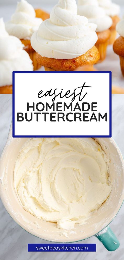 One of the most popular types of frosting is Buttercream Frosting - here is how to make it! How To Make Your Own Frosting, Easy Homemade Buttercream Frosting, Butter Icing Recipe Simple, How To Make Homemade Icing, How To Make Cake Frosting, Thick Icing Recipe, How To Make Buttercream Frosting, Home Made Icing, White Icing Recipe