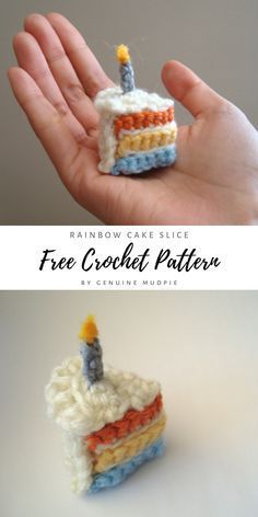 Crochet Cake, Crochet Geek, Pola Amigurumi, Crochet Design Pattern, Crochet Food, Crochet Amigurumi Free, Cake Slice, Piece Of Cake, Fun Crochet Projects