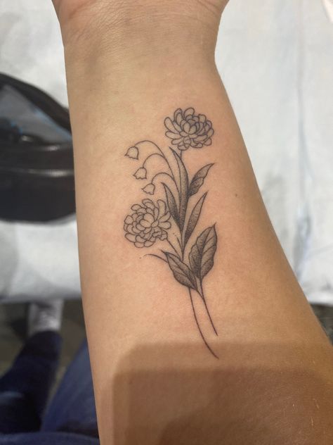 Best friend tattoo, birth flower tattoos, November, May, Chrysanthemum, Lily of the Valley, tattoo, fine line, dainty Chrysanthemum And Lily Of The Valley, November And May Flower Tattoo, Crysanthemum Tattoo Bouquet, Chrysanthemum And Snowdrop Tattoo, Lily Of The Valley And Chrysanthemum, Chrysanthemum And Violet Tattoo, Chrysanthemum And Lily Of The Valley Tattoo, Tiny Chrysanthemum Tattoo, Lily Of The Valley And Marigold Tattoo