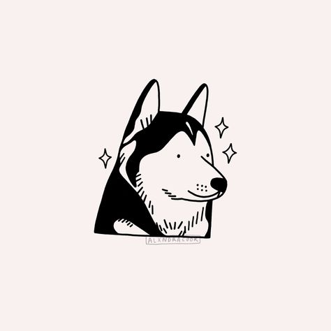 Behance :: For You Husky Tattoo Design, Good Luck On Finals, Tattoo Perro, Husky Tattoo, Husky Drawing, Private Tattoos, Digital Art Procreate, Minimal Drawings, Custom Pet Art