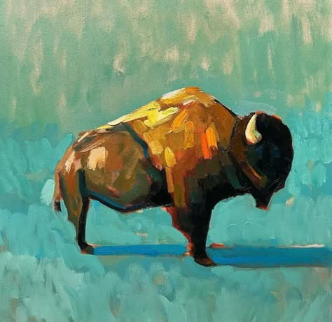 Buffalo Images, Bison Artwork, Buffalo Tattoo, Deer Skull Art, Oklahoma Art, Porch Art, Buffalo Painting, Buffalo Animal, Ut Art