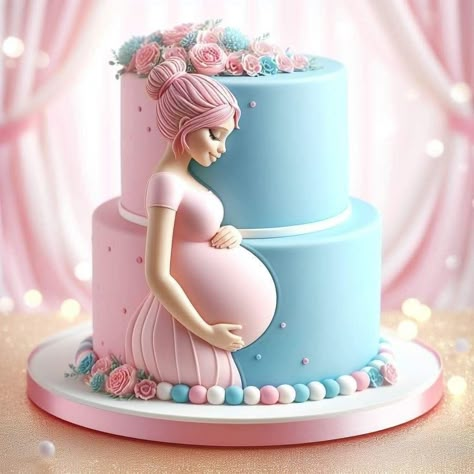 Pregnancy Cake Ideas, Pregnancy Cake, Simple Baby Shower Cake, Vom Avea Un Copil, Baby Bump Cakes, Baby Reveal Cakes, Baby Shower Cake Designs, Pregnant Cake, Gender Reveal Baby Shower Themes