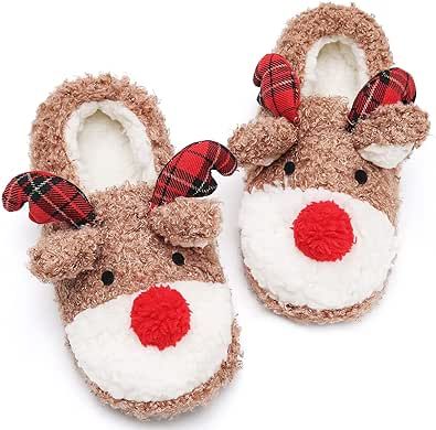 Reindeer Slippers, Home In Winter, Slippers Cartoon, Cartoon Reindeer, Reindeer Pattern, Deer Horns, Christmas Slippers, Christmas Gift For Women, Cute Reindeer