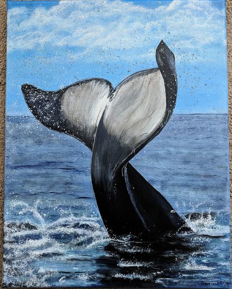 Acrylic Painting Whale, Orca Painting Acrylics, Whale Acrylic Paintings, Orcas Painting, Whale Painting Easy, Ocean Drawing Underwater, Whale Painting Acrylic, Orca Whale Painting, Painting Sea Animals