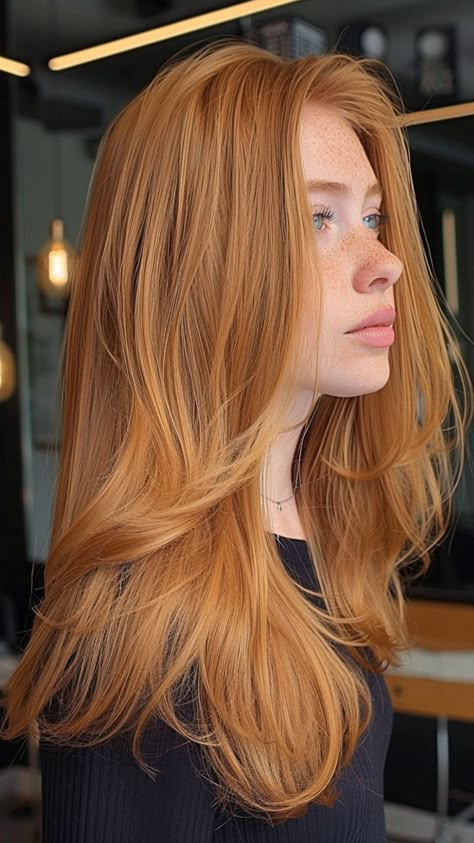 25 Strawberry Blonde Hair Concepts to Add a Pop of Colour to Your Life- #Add #Blonde #Color #Hair #Ideas #Life #Pop #strawberry Check more at https://howcandothis.com/hairstyleideas/25-strawberry-blonde-hair-concepts-to-add-a-pop-of-colour-to-your-life/ Long Layers Copper Hair, Natural Redhead Highlights, Medium Red Gold Hair, Ginger Hair Tones, Ginger Strawberry Blonde Hair, Natural Light Red Hair, Copper Strawberry Blonde Hair, Dark Reddish Blonde Hair, Cool Tone Ginger Hair