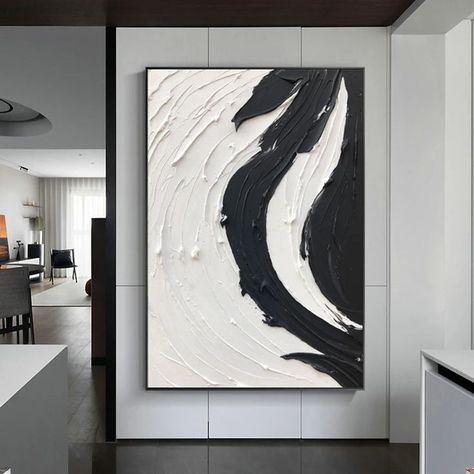 Black White Texture, Black Abstract Painting, Abstract Painting Black, Cuadros Diy, Canvas Abstract Painting, Painting 3d, Diy Canvas Wall Art, Textured Canvas Art, Plaster Art