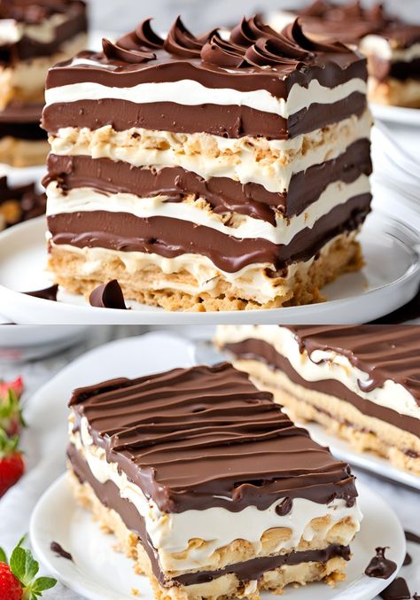 NO BAKE CHOCOLATE ECLAIR CAKE Gram Cracker Jello Dessert, Chocolate Potluck Desserts, Eclare Cake Desserts, Pudding Graham Cracker Dessert, No Bake Layered Desserts, Yum Yum Dessert Recipe, Desserts With Graham Crackers, Desserts For Potluck, Potluck Desserts Crowd Pleasers