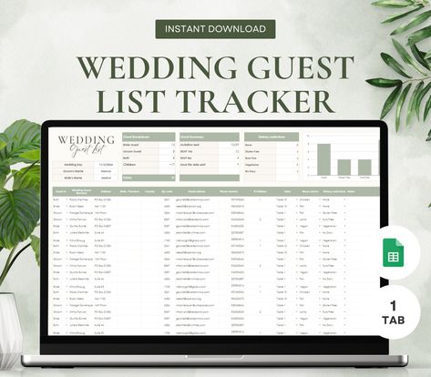 Wedding Guest Spreadsheet, Wedding Guest List Template Excel Free, Guestlist Wedding Template Free, Guest List For Wedding, Wedding Guest List Spreadsheet, Guest List Spreadsheet, Wedding Planning Spreadsheet, 2024 Planning, Guest List Template