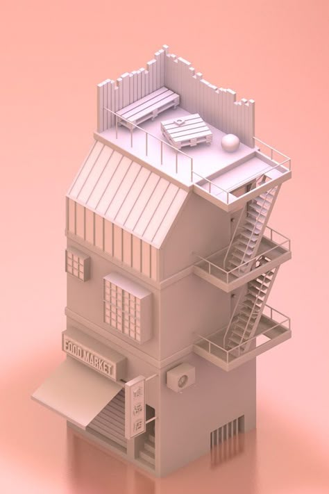 New York's Building on Behance 3d Isometric Building, Building Animation, Low Poly Building, Isometric Building, Behance Illustration, Animation Graphic Design, 3d Cinema, New York Buildings, Building Illustration