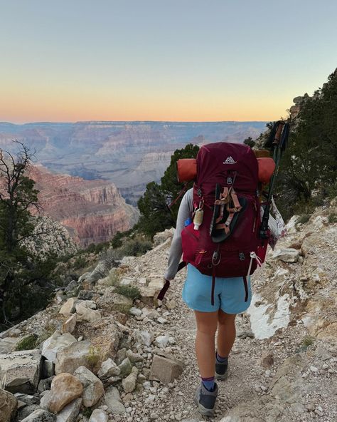 The start of our journey into the canyon | mom & daughter backpacking Grand Canyon 2024 Backpacking Grand Canyon, Backpack Aesthetic, Aesthetic Backpack, Take A Hike, Mom Daughter, 2025 Vision, Our Journey, The Start, Trekking