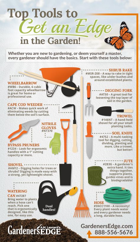 Best Gardening Tools: Top Tools to Get an Edge in the Garden this Spring! [Must-Have Garden Tools!] Durable wheelbarrow, Cape Cod Weeder, nitrile gloves, bypass pruners, garden spade, watering can, narrow shrub rake, digging fork, trowel, Soil Knife (Hori Hori Knife), jute garden string, and a reliable hose!  |  GardenersEdge.com Digging Fork, Garden Spade, Best Garden Tools, Landscaping Tools, Garden Shrubs, Garden Equipment, Batumi, Home Vegetable Garden, Nitrile Gloves