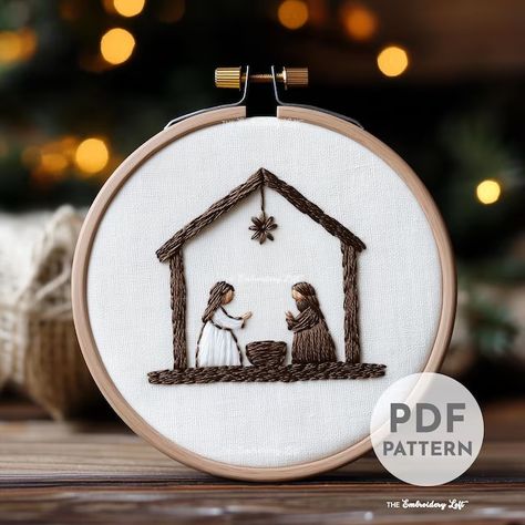 TheEmbroideryLoftCo - Etsy Canada Embroidered Nativity Scene, Embroidery Nativity Scene, Nativity Scene Embroidery, Nativity Embroidery Patterns, Embroidery Nativity, Embroidered Nativity, Free Christmas Embroidery Patterns, Nativity Embroidery, Simple Nativity