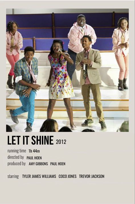 minimal polaroid movie poster for let it shine Let It Shine Movie Poster, Let It Shine Movie Aesthetic, Let It Shine Disney, Let It Shine Movie, Dr Visuals, Polaroid Movie Poster, Poster Polaroid, Trevor Jackson, Tyler James