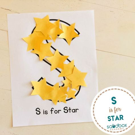 S Is For Craft Preschool, S Is For Star Craft Preschool, Letter S Projects For Preschool, S Activity For Preschool, Pre K Letter Crafts, Space Theme Activities For Preschool, S Phonics Activities, Letter S Craft Preschool, S Is For Space