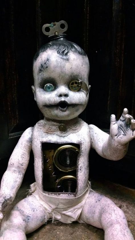 Creepy Steampunk, Creepy Baby Dolls, Steampunk Dolls, Creepy Toys, Creepy Stuff, Creepy Doll, Arte Alien, Scary Dolls, Haunted Dolls