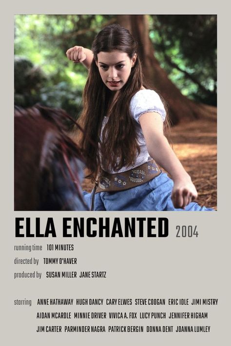 Anne Hathaway Movie Posters, Ella Enchanted Movie Poster, English Movies Posters, Ever After Movie Poster, Ella Enchanted Aesthetic, Anne Hathaway Movies, Enchanted Poster, Fairytale Movies, Ella Enchanted Movie