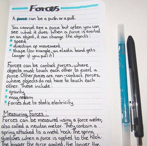 Some notes I made on forces Forces Notes Physics, Physics Notes Forces, Force And Motion Notes, Forces Physics Notes, Physics Forces Notes, Force And Pressure Notes, Gcse Science Revision Notes, Science Aesthetic Notes, Force Notes