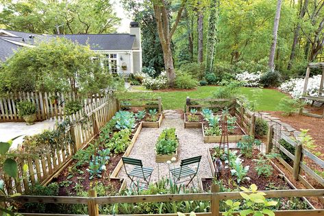 Yard with a Veggie Bed, Chicken Coop, and Fire Pit? You Bet. | Southern Living Raised Bed Garden Layout, Gardening Layout, Garden Trains, Funny Vine, Backyard Trees, Backyard Swings, Backyard Garden Layout, Raised Bed Garden, Decoration Shabby