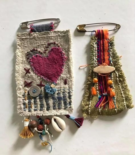 This and That Friday! It’s Fiber Jewelry, Mostly! | Designs by Heidi Kantha Cloth, Fiber Art Jewelry, Artist Trading Card, Textile Art Embroidery, Fabric Brooch, Fiber Jewelry, Textile Fiber Art, Textile Jewelry, Slow Stitching