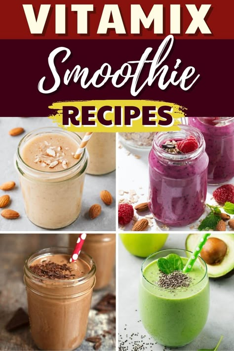 Get the most out of your Vitamix with these delicious Vitamix smoothie recipes! Coffee, mango kiwi, chocolate, peach- there are so many flavors. Try one today! Vitamix Breakfast Smoothie, Vitamix Immersion Recipes, Healthy Vitamix Recipes, Vitamix Cocktail Recipes, Vita Mix Recipes, Vitamin Smoothie Recipes, Vitamix Immersion Blender Recipes, Vitamix Recipes Smoothies Healthy, Smoothie Recipes Coffee