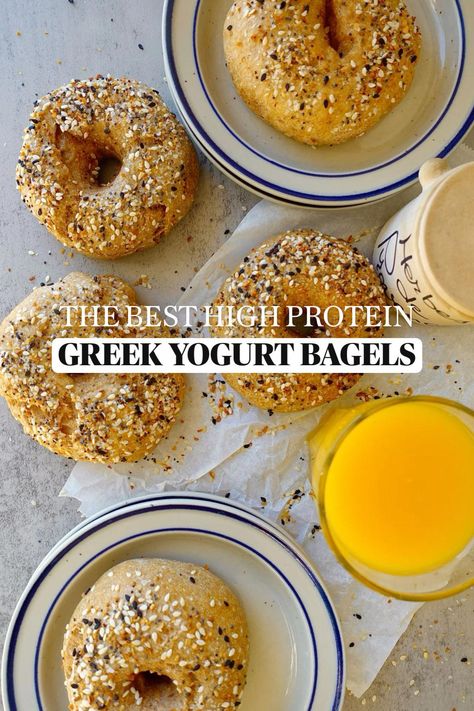 My Greek Yogurt Everything Bagels are fluffy, delicious, and packed with protein! Recipe linked ������ https://dinneratallis.com/recipes/greek-yogurt-bagels/ #RichandCreamySoups Flour Yogurt Bagel, Flour And Greek Yogurt Bagel, Yogurt Savory Recipes, Gf Greek Yogurt Bagels, How To Make Bagels With Greek Yogurt, Greek Yogurt In Recipes, Greek Yogurt Protein Bagels, Keto Bagel Recipe Greek Yogurt, Bagel Greek Yogurt Recipe