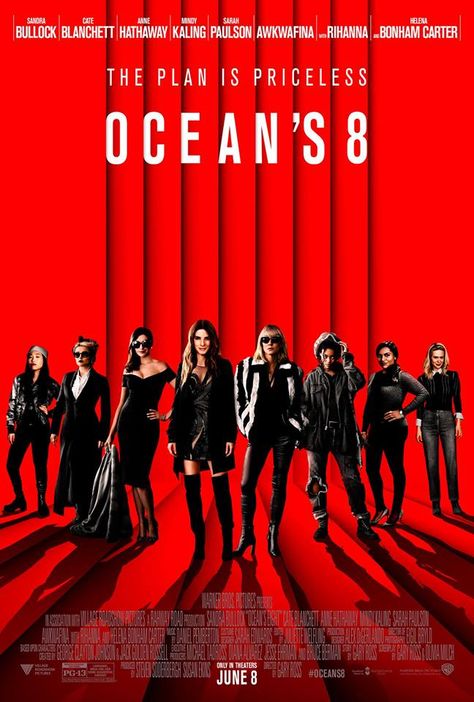 OCEAN'S 8 starring Sandra Bullock, Cate Blanchett, Anne Hathaway, Mindy Kaling, Sarah Paulson, Awkwafina, Rihanna & Helena Bonham Carter | In theaters June 8, 2018 Ocean 8 Movie, Debbie Ocean, Ocean's Eight, Oceans Eight, Tam Film, Full Mon, Danny Ocean, Oceans 8, The Heist