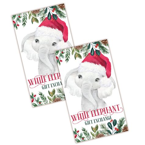 White Elephant Dice Game, Gift Exchange Rules, Elephant Printable, Elephant Images, Christmas Leaves, Number Labels, Free Tag, Free Printable Gifts, Free Printable Tags