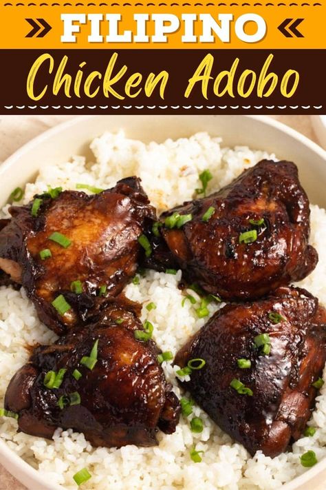 Filipino Adobo Chicken will take you on a sweet-savory flavor adventure. Its tasty combo of succulent chicken and bold seasonings will leave you wanting more. Adobo Chicken And Rice, Easy Adobo Chicken, Chicken Adobo Filipino Crockpot, Adobe Chicken, Slow Cooker Chicken Adobo Filipino, Filipino Adobo Chicken, Chicken Thigh Adobo Filipino, Chicken Adobo Filipino, Adobo Filipino