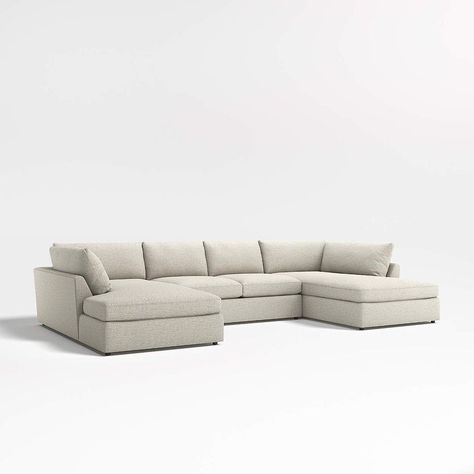 Lounge Deep 3-Piece U-Shaped Sectional Sofa with Corner Bumpers Cream U Shaped Sofa, Storage Chaise Lounge, Media Room Ideas, Large Sectional Sofa, U Shaped Sectional Sofa, Double Chaise Sectional, Grey Sectional, Storage Chaise, U Shaped Sofa