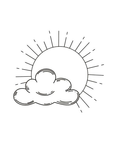 Sun Over Clouds Tattoo, Tiny Sun And Cloud Tattoo, Partly Cloudy Tattoo, Sun And Sky Tattoo, Cloudy Sun Tattoo, Sun Clouds Tattoo, Sun And Cloud Tattoo, Sun Cloud Tattoo, Sun And Clouds Drawing