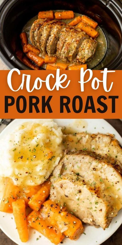 Crock Pot Pork Roast (and VIDEO!) - The best Slow Cooker Pork Roast Crock Pot Pork Roast, Pork Loin Crock Pot Recipes, Pork Roast Crock Pot Recipes, Crockpot Pork Loin, Crockpot Pork Roast, Slow Cooker Pork Roast, Crock Pot Pork, Pot Roast Crock Pot Recipes, Pork Loin Roast Recipes