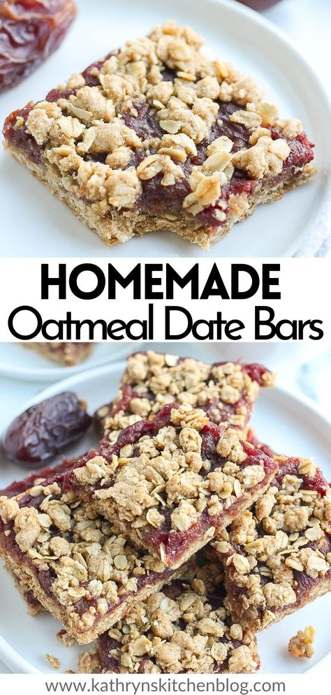 Oatmeal Date Bars Recipe Healthy, Homemade Soft Oatmeal Bars, Oatmeal Date Breakfast Bars, 5 Ingredient Breakfast Bars, Red Date Recipe, Oatmeal Date Bars Recipe, Easy Date Bars Recipe, Apple Dates Recipes, Date Pieces Recipe