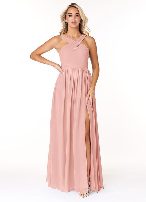 Hi! I've shared my package tracking information with you. Come and check it right now! Modern Bridesmaid Dresses, Blush Pink Bridesmaid Dresses, Modern Bridesmaid, Pink Bridesmaid Dress, Chiffon Bridesmaid Dresses, Floor Length Skirt, Chiffon Bridesmaid, Color Style, Halter Neck