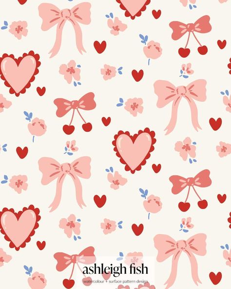 This fun illustrated repeat pattern is by Ashleigh Fish and is available for licensing Portfolio Cover Design, Conversational Prints, Valentines Patterns, Valentine Print, Shop Art Prints, Phone Wallpaper Patterns, Op Art, Surface Pattern Design, Surface Pattern