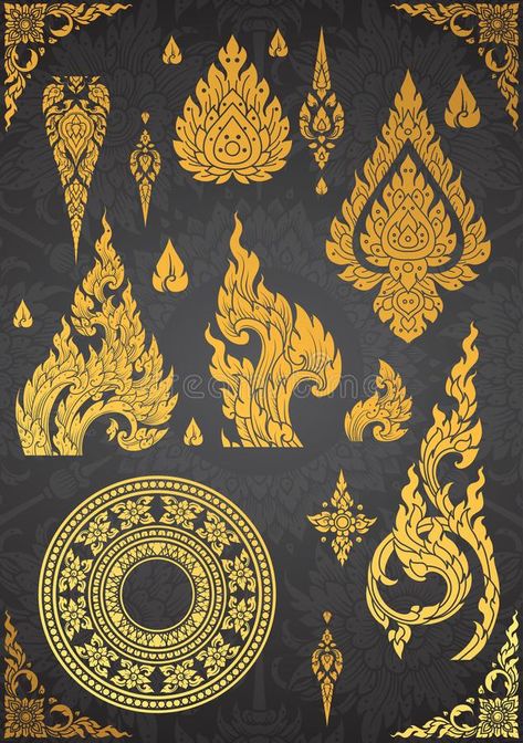 Royal Decor, Thai Decor, Myanmar Art, Cambodian Art, Thai Design, Khmer Art, Thailand Art, Thai Pattern, Japanese Symbol