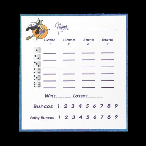 Bunco Witch Halloween  - Score Pad/ Score Sheet Notepad Halloween Bunco, Bunco Themes, Fun Party Ideas, Witches Halloween, Witch Design, Flying Witch, Custom Notepad, Name Games, October Halloween