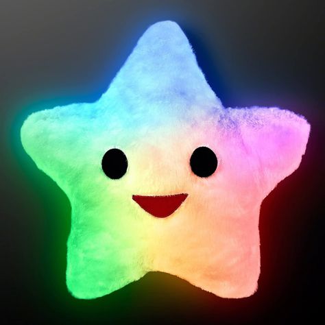 Happy Star, Happy Lights, Cute Night Lights, Rainbow Pillow, Star Cushion, Star Light, Star Pillows, Color Changing Led, Dessin Adorable