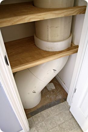 laundry chute pvc pipe Diy Laundry Chute, Laundry Chute Ideas, Laundry Shoot, Diy Floating Deck, Laundry Chute, Entry Closet, Thrifty Decor Chick, Basement Laundry, Laundry Ideas